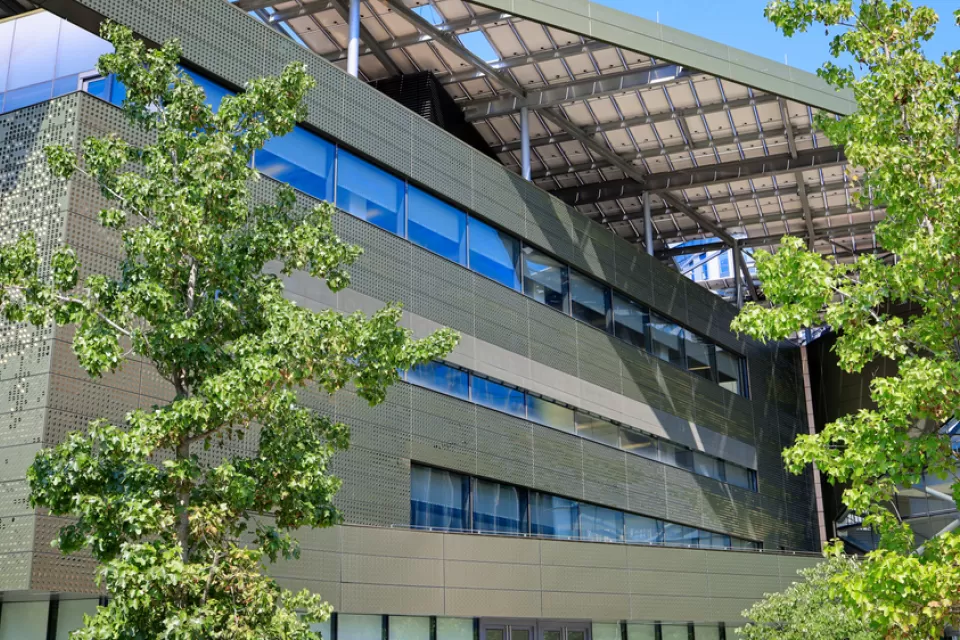 Energy efficient canopy over building at Cornell Tech